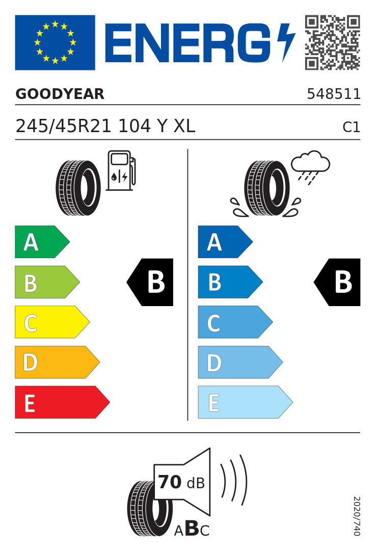Etykieta opony Goodyear EAGLE F1 ASYMMETRIC 3 SUV 245/45R21 104Y XL Jaguar|Land Rover