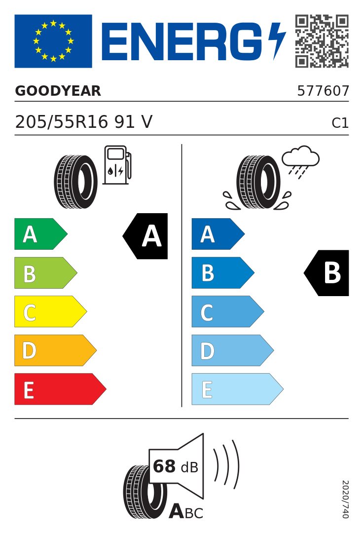 Etykieta opony Goodyear EFFICIENTGRIP PERFORMANCE 205/55R16 91V Audi