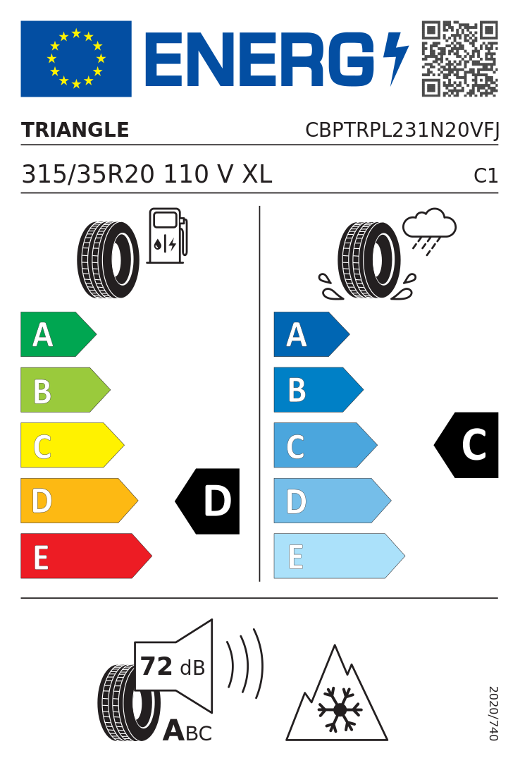 Etykieta UE Triangle SnowLink PL02 315/35R20 110V XL