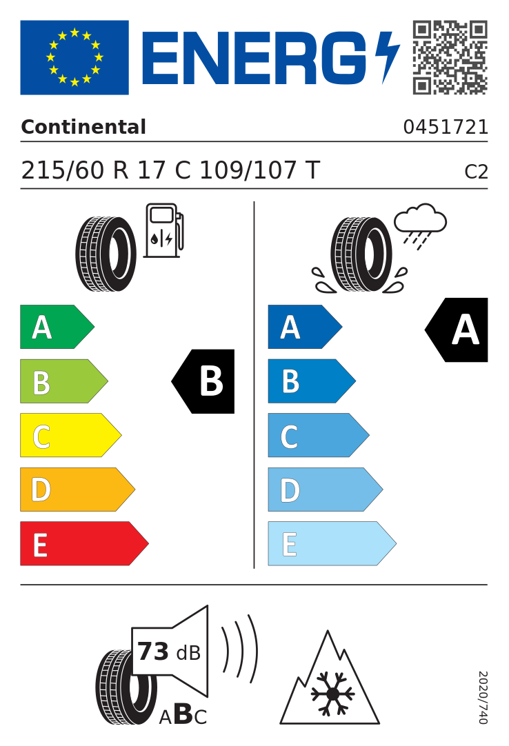 Etykieta opony Continental VanContact 4Season 215/60R17C 109T