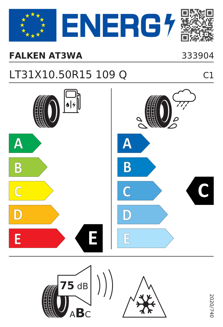 Etykieta opony Falken WILDPEAK A/T AT3WA 31X10.50R15 109Q