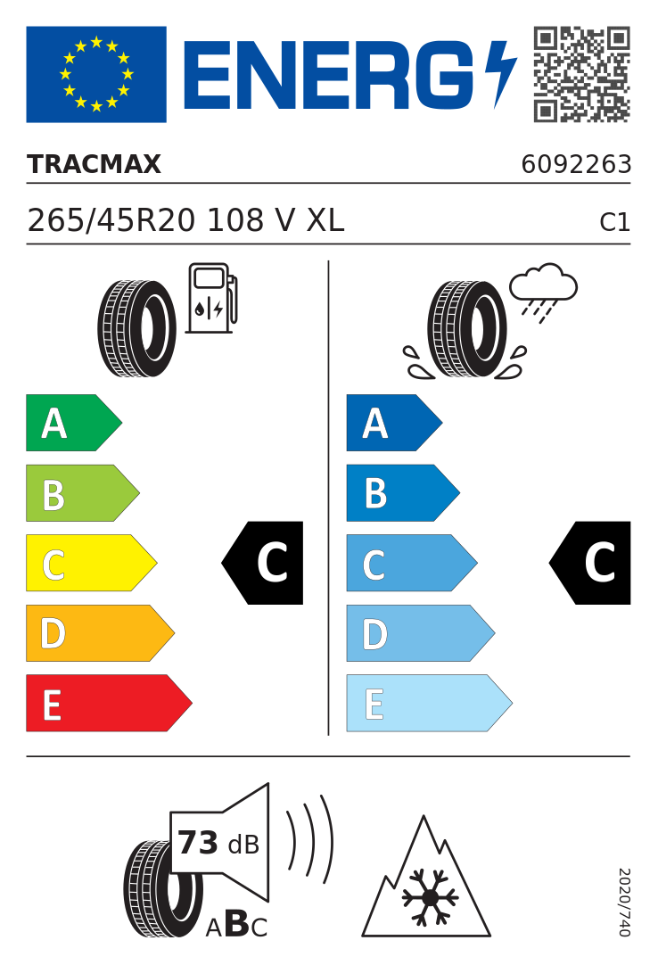 Etykieta UE Tracmax X-privilo S330 265/45R20 108V XL