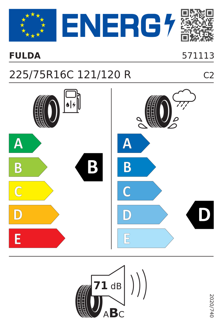 Etykieta opony Fulda CONVEO TOUR 2 225/75R16C 121R