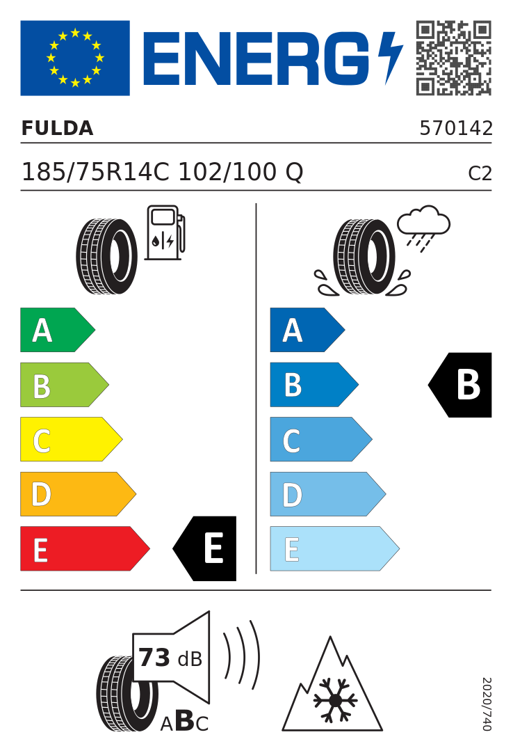 Etykieta opony Fulda CONVEO TRAC 2 185/75R14C 102Q