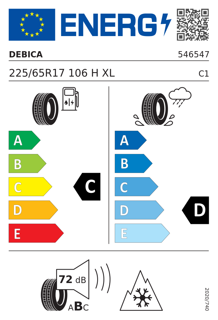 Etykieta opony Dębica FRIGO SUV 2 225/65R17 106H XL