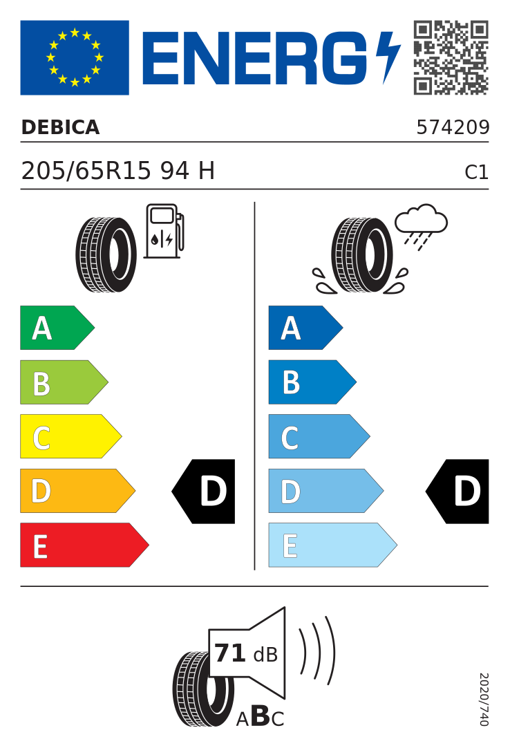 Etykieta opony Dębica PRESTO HP 205/65R15 94H