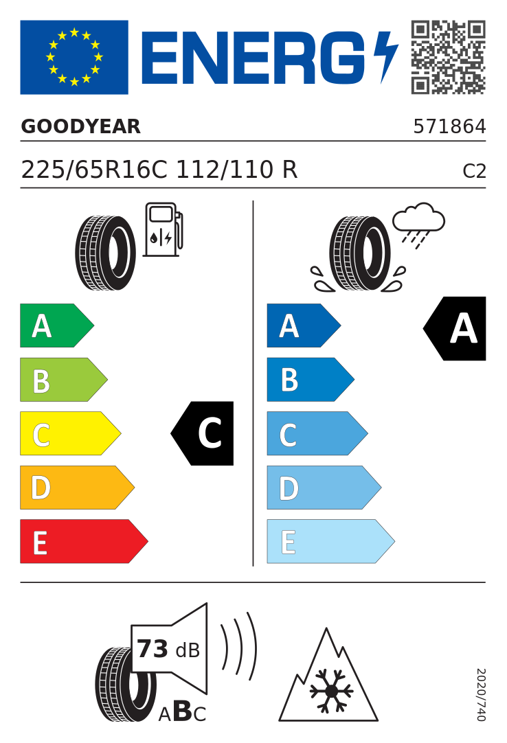 Etykieta opony Goodyear VECTOR 4SEASONS CARGO 225/65R16C 112R