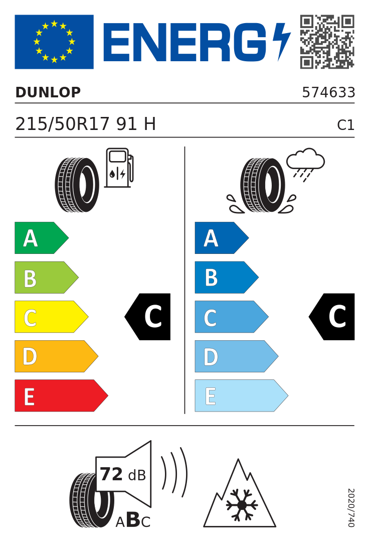 Etykieta opony Dunlop WINTER SPORT 5 215/50R17 91H