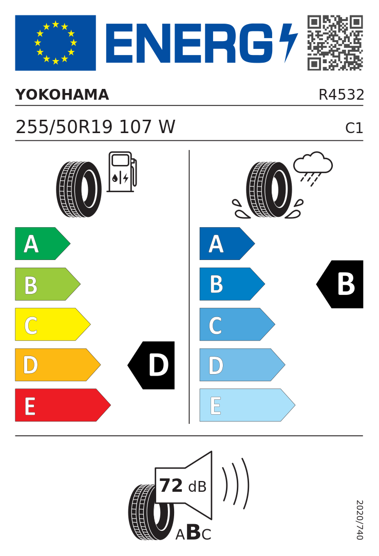 Etykieta UE Yokohama GEOLANDAR X-CV G057 255/50R19 107W XL FR