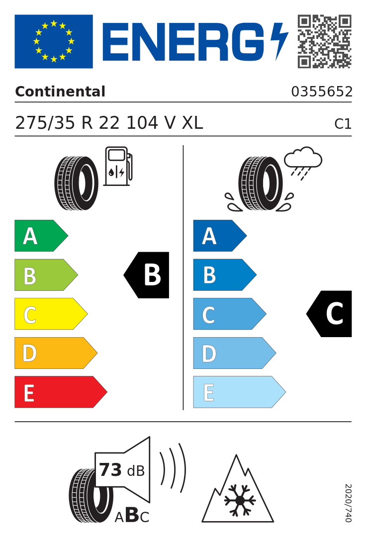 Etykieta opony Continental WinterContact TS 860 S 275/35R22 104V XL