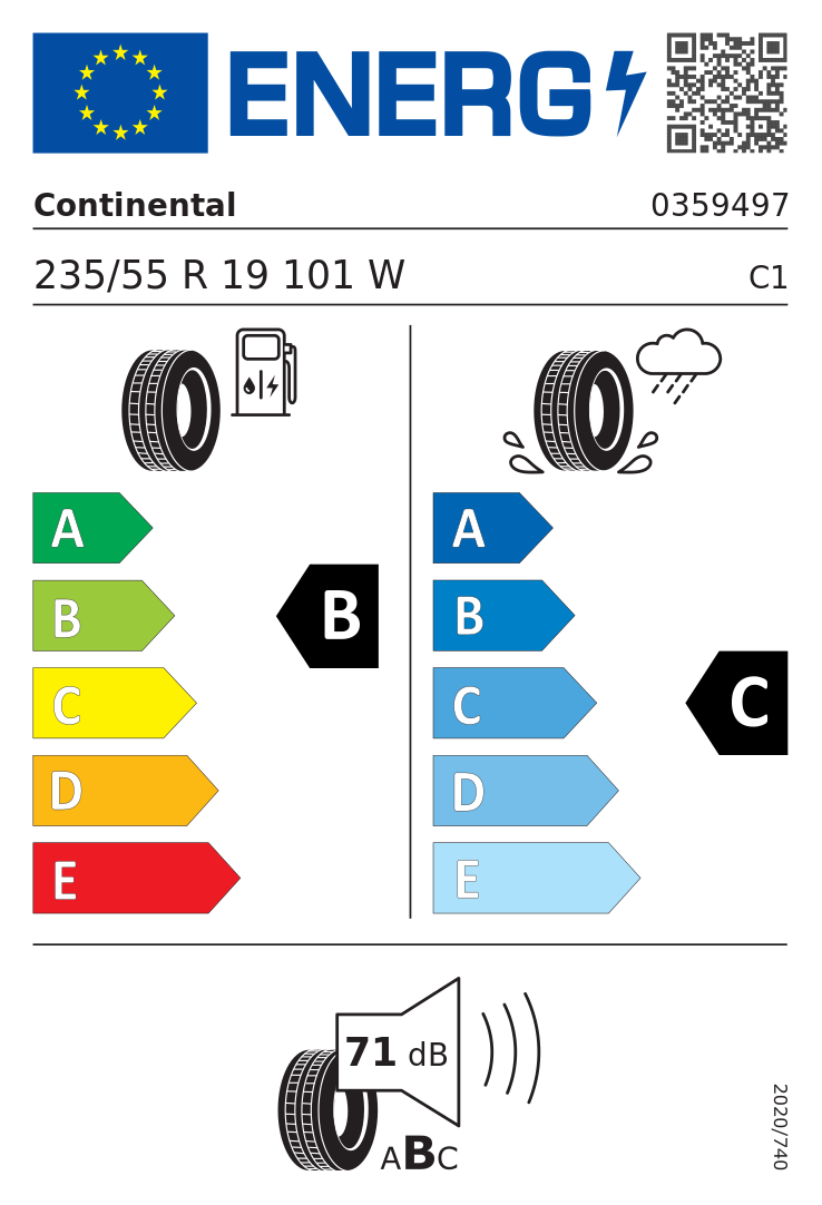 Etykieta opony Continental CrossContact LX Sport 235/55R19 101W Maserati