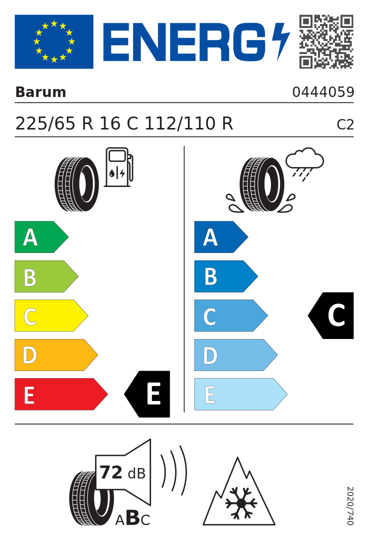 Etykieta opony Barum SnoVanis 3 225/65R16C 112R