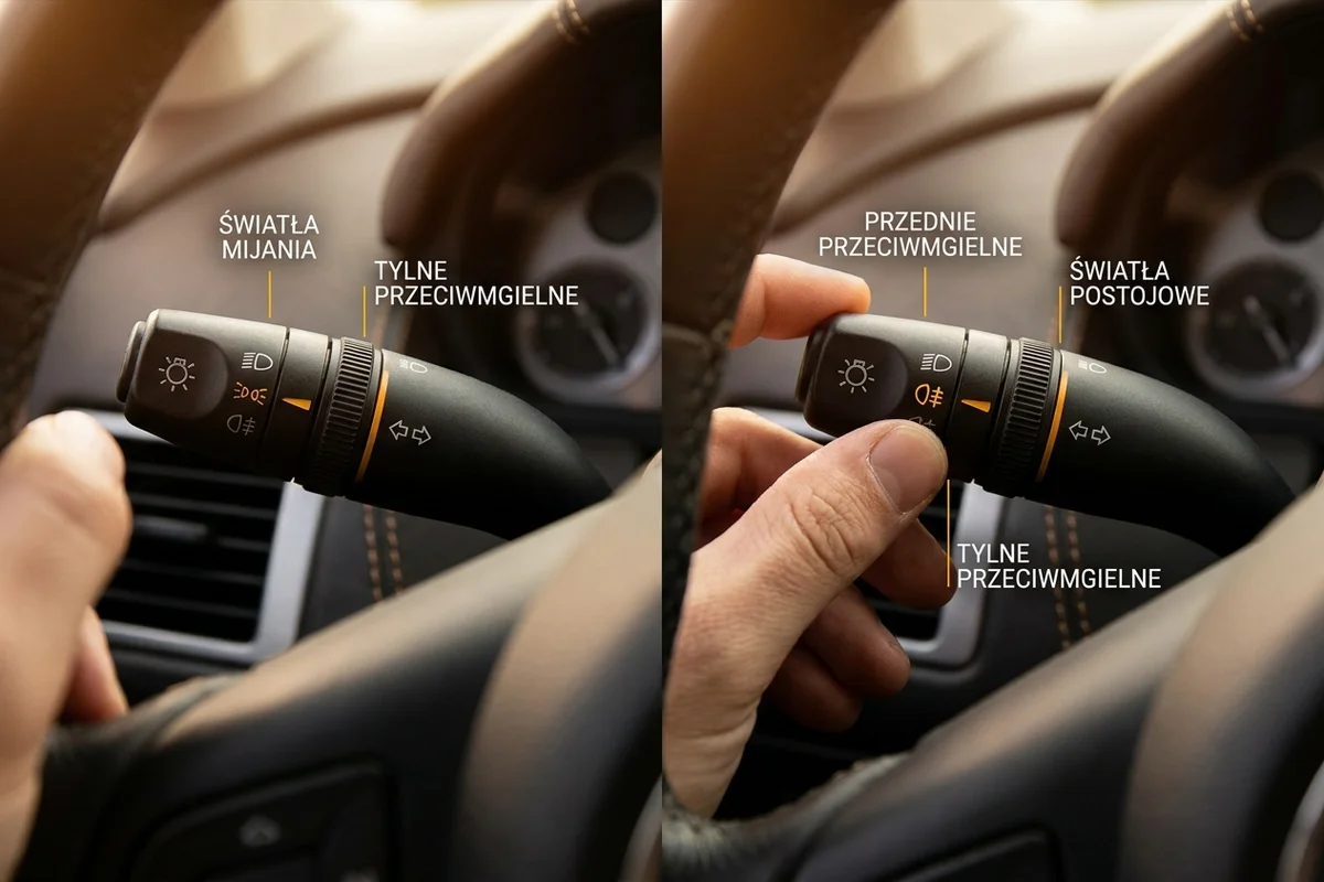 Dwa warianty włączenia tylnego światła przeciwmgielnego w Kia Rio UB i YB