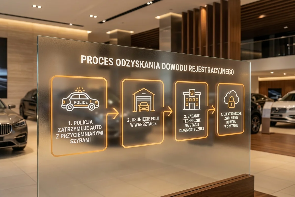 Schemat czynności po zakwestionowaniu przyciemnionych lamp przez Policję