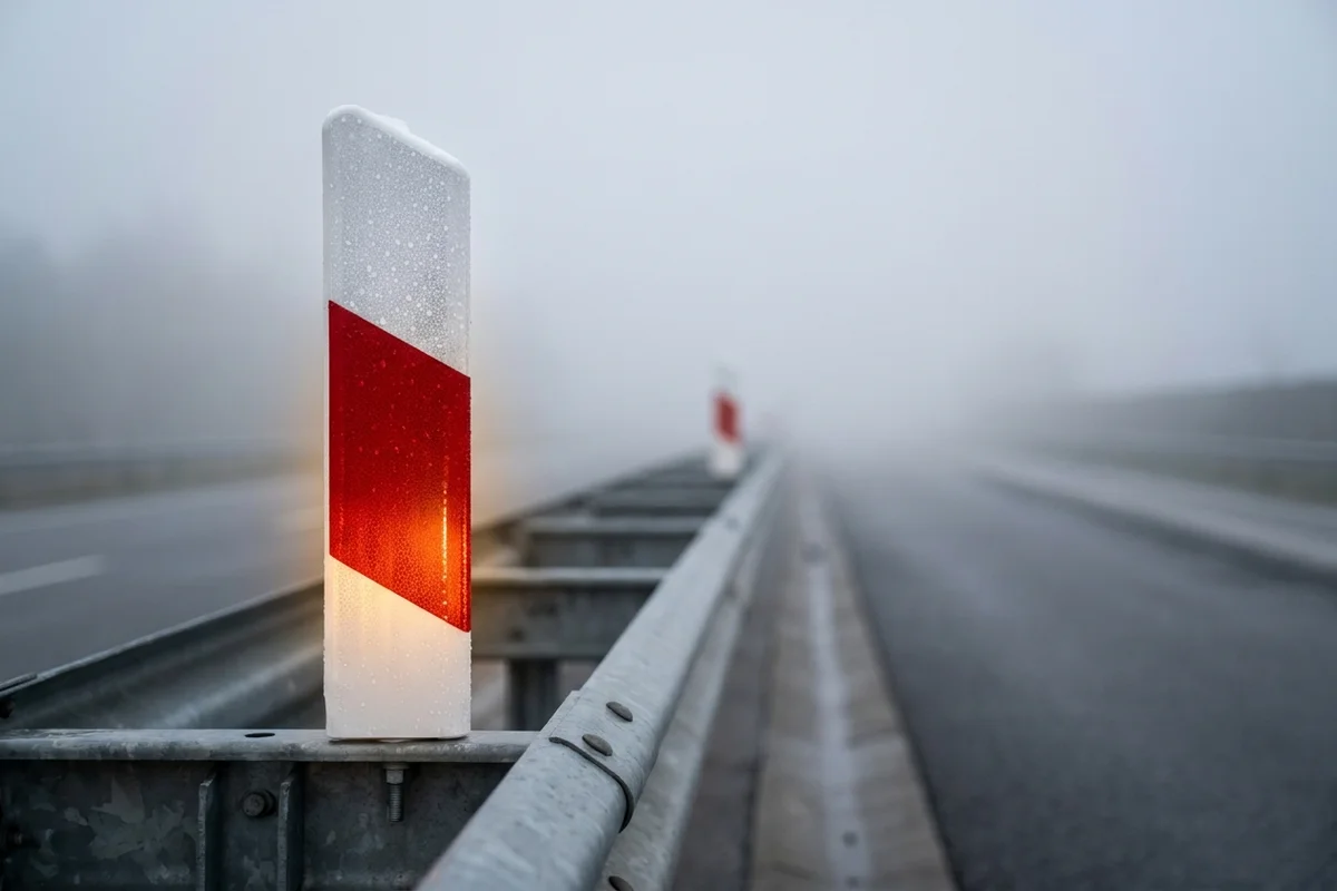 Słupki prowadzące U-1a wykorzystywane do orientacyjnej oceny 50 metrów widoczności na autostradzie