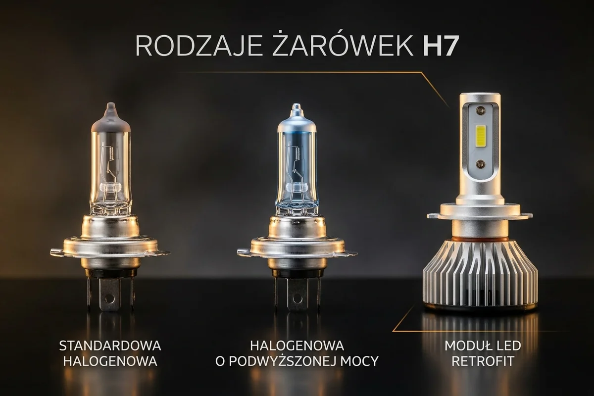 Standardowa żarówka halogenowa H7, wariant o zwiększonej trwałości i retrofit H7 LED