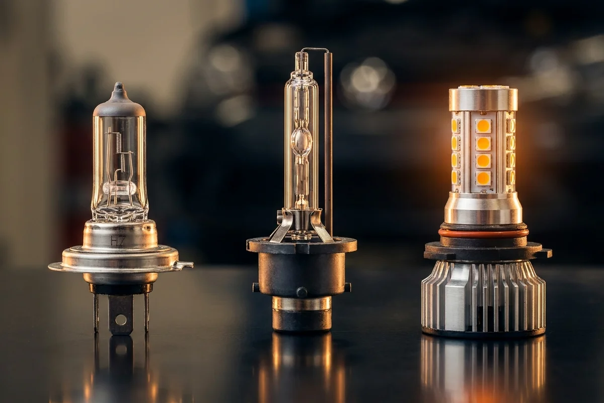 Źródła H7, D2S i retrofit LED zestawione z różnymi podstawami oraz złączami