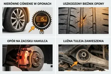 Alternatywne przyczyny ściągania: opony, hamulce, luzy zawieszenia i ciśnienie