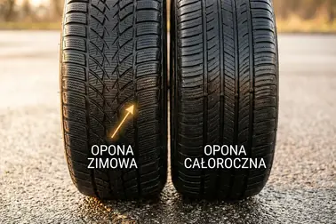 Bok opony z oznaczeniami oraz widoczne lamele na bieżniku zimowym