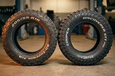 Dwa oznaczenia rozmiaru opony: metryczne 205/55 R16 oraz calowe 31×10.50 R15