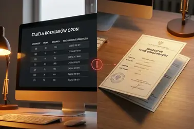 Dwa zapisy rozmiarów opon porównywane z informacją o konieczności sprawdzenia homologacji pojazdu
