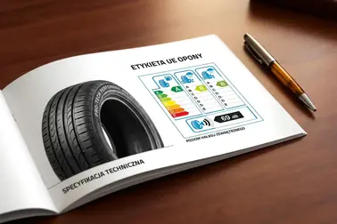 Katalog opon z widoczną unijną etykietą parametrów