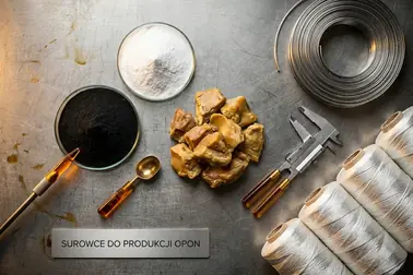 Kauczuk, sadza, krzemionka, stal i włókna tekstylne używane do produkcji opony