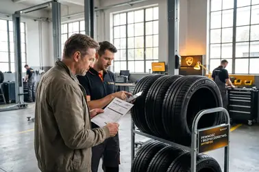 Klient porównuje odbierane opony z protokołem przyjęcia i oznaczeniem kompletu
