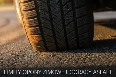 Odkształcanie się wysokich klocków bieżnika opony zimowej na ciepłym asfalcie