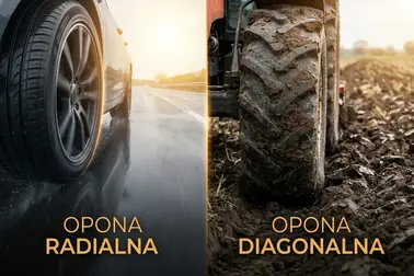 Opona radialna przeznaczona do jazdy drogowej i opona diagonalna stosowana w maszynie pracującej przy małej prędkości