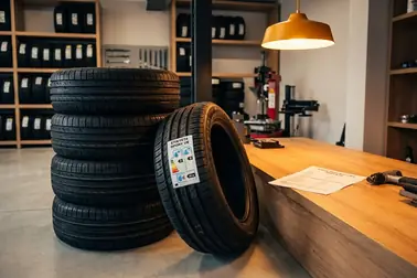 Opona z widoczną etykietą oraz dostępna karta informacyjna produktu
