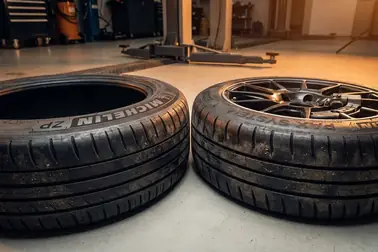 Oznaczenia Michelin ZP i PAX pokazane przy odpowiadających im technologiach opony