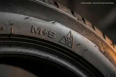Oznaczenia M+S i symbol 3PMSF na boku opony zimowej