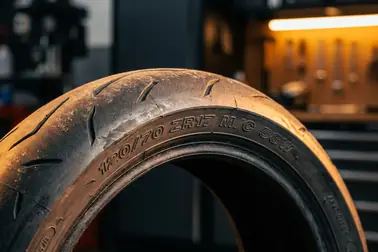 Oznaczenie 120/70 ZR17 M/C 58W na boku opony motocyklowej