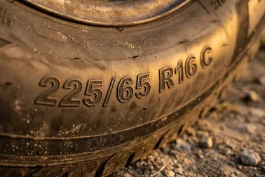 Oznaczenie 225/65 R16C na boku opony dostawczej z widoczną literą C