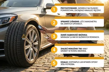 Pomiar bieżnika oraz kontrola boku, barku, pary opon na osi i ciśnienia