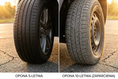 Porównanie opony starszej bez widocznych uszkodzeń i opony z pęknięciami wymagającej kontroli