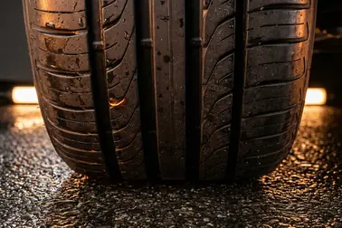 Rowki, żebra, klocki i lamele widoczne na bieżniku opony samochodowej