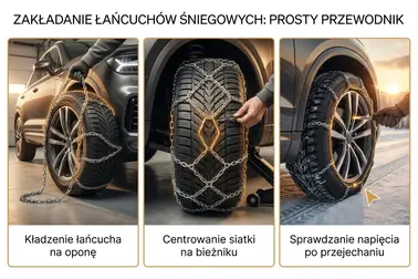 Sekwencja montażu, centrowanie siatki i kontrola napięcia łańcucha po dystansie wskazanym przez producenta