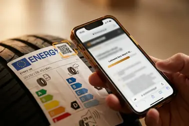 Skanowanie kodu QR z etykiety opony i porównywanie danych z kartą EPREL