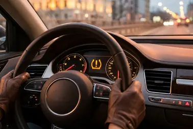 Zapalona kontrolka systemu TPMS na tablicy rozdzielczej samochodu po wymianie opon