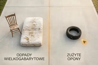 Zużyta opona zestawiona z meblem i materacem jako osobno klasyfikowane frakcje odpadów
