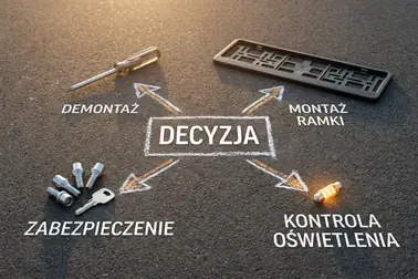 Drzewo decyzji prowadzące do demontażu, montażu, zabezpieczenia lub kontroli oświetlenia tablicy