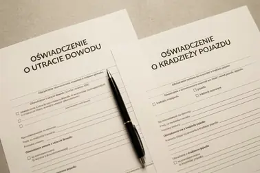 Dwa odrębne oświadczenia: o utracie dowodu rejestracyjnego oraz o kradzieży pojazdu