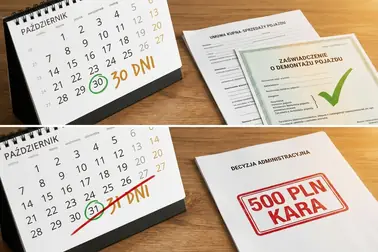 Dwie ścieżki po zakupie auta na części: zaświadczenie o demontażu przed upływem 30 dni oraz przekroczenie terminu