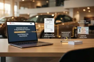 E-wniosek o rejestrację samochodu oraz kolejne etapy weryfikacji, produkcji i odbioru dowodu