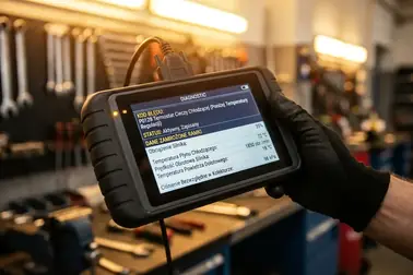 Ekran skanera diagnostycznego wyświetlający kod usterki, jego status oraz zamrożone ramki