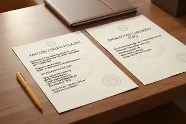 Faktura i świadectwo zgodności przygotowane do pierwszej rejestracji nowego samochodu