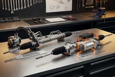 Hydrauliczna i elektryczna przekładnia kierownicza zestawione do porównania kosztów regeneracji