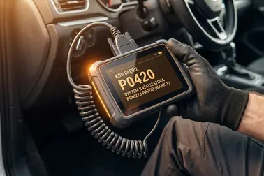 Interfejs diagnostyczny OBD odczytujący przykładowy kod P0420 z samochodu
